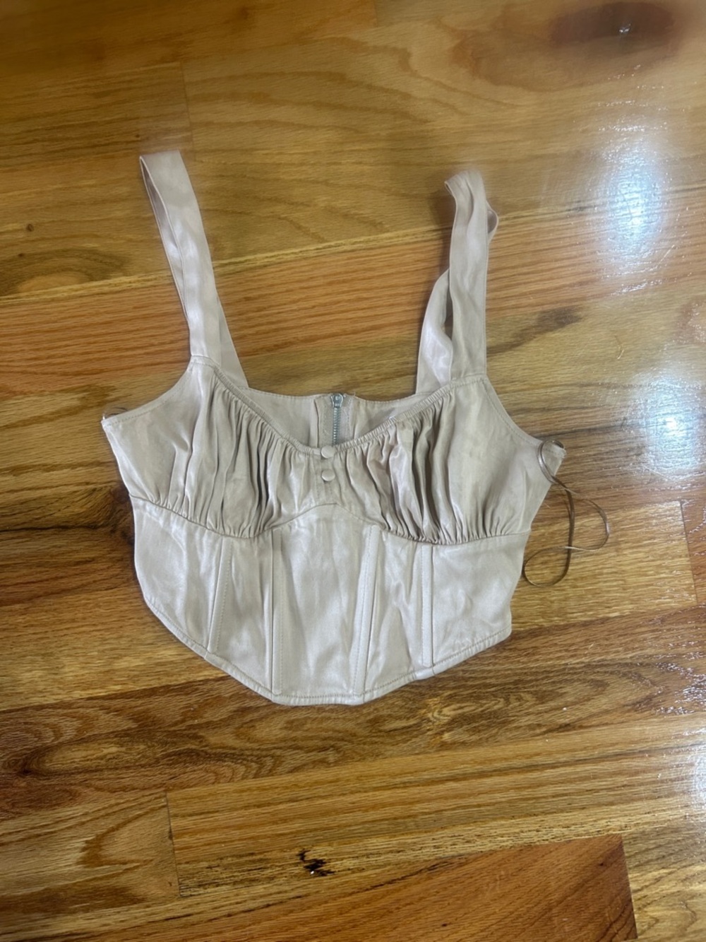 Zara Cream Corset Tank Top satin feel